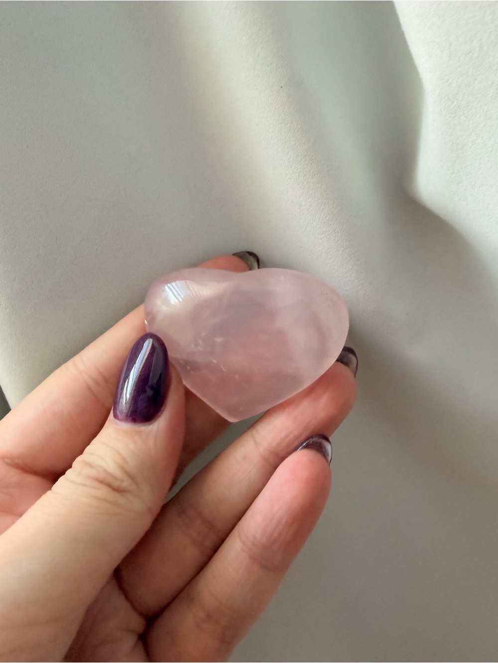 Rose Quartz Heart Palm Stone - Pink Crystal Tumbled Heart